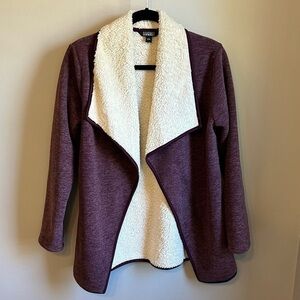 Nicole Miller Original Sherpa Lined Open Waterfall Cardigan Size M